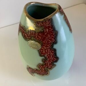 Rare MCM light blue Jasba ceramic "Fat Lava" vase from West Germany, 1950s